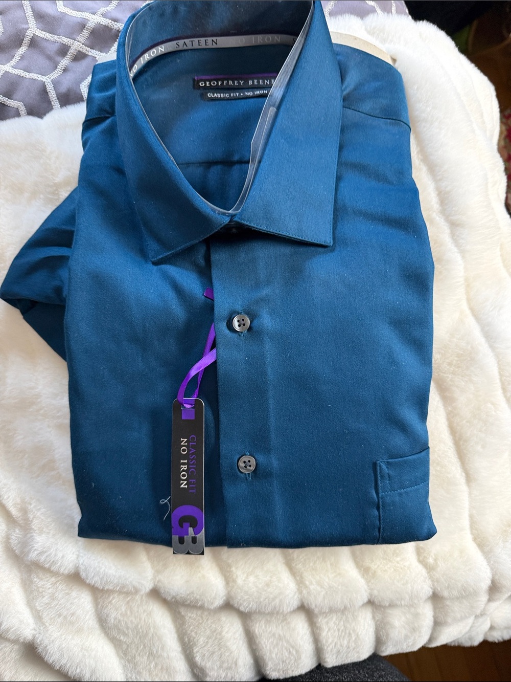 Geoffrey Beene Men's Teal Blue Dress Shirt